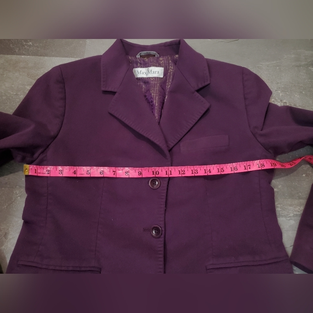 MaxMara Purple Wool Women's Long Sleeve Blazer. Size 14. Made In Italy. - Picture 11 of 13